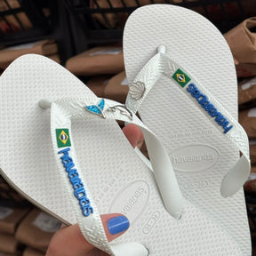 Havaianas Brasil +Placa Logo + Pin Sereia, Concha e Golfinho
