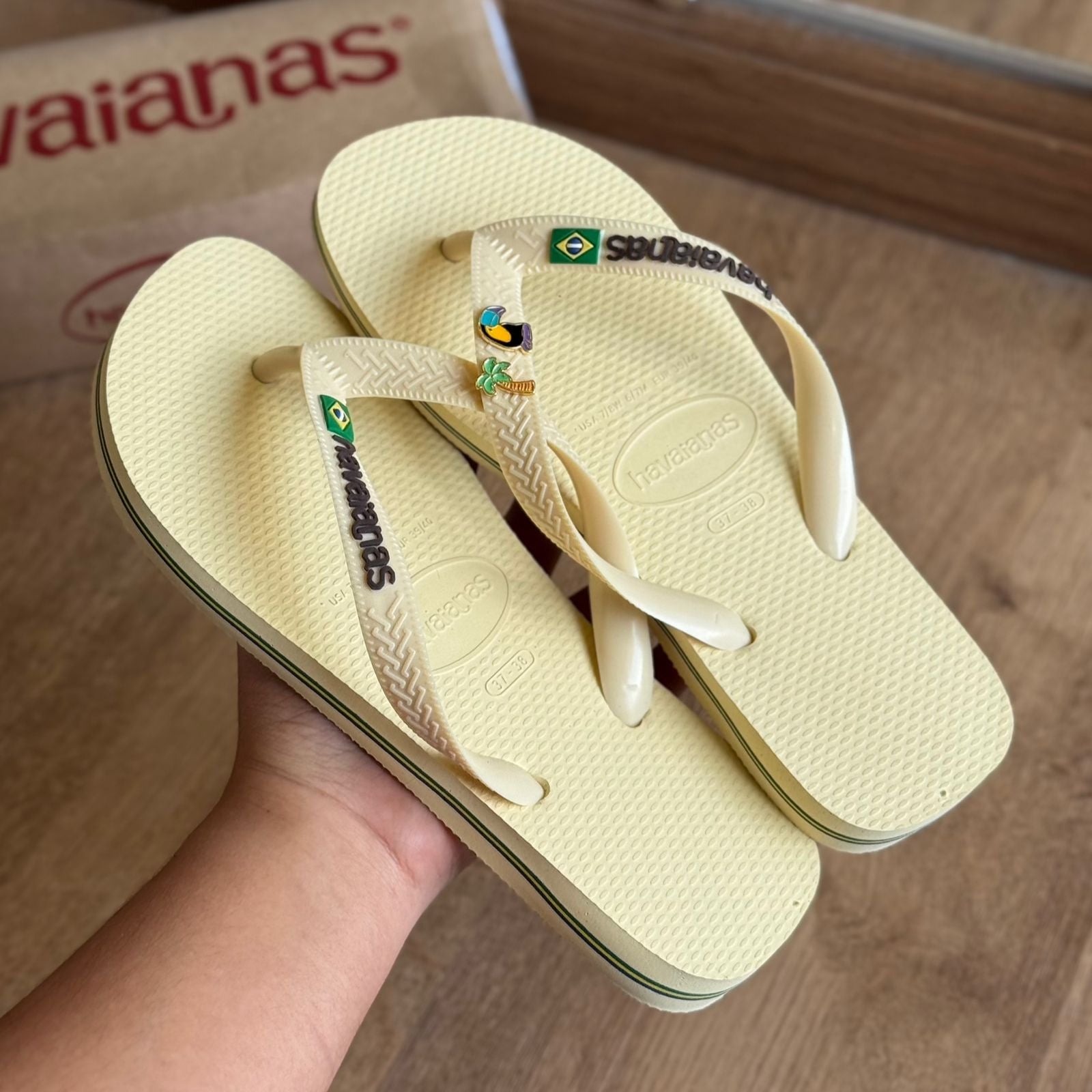Havaianas Brasil Logo + Pin Tucano e Coqueiro