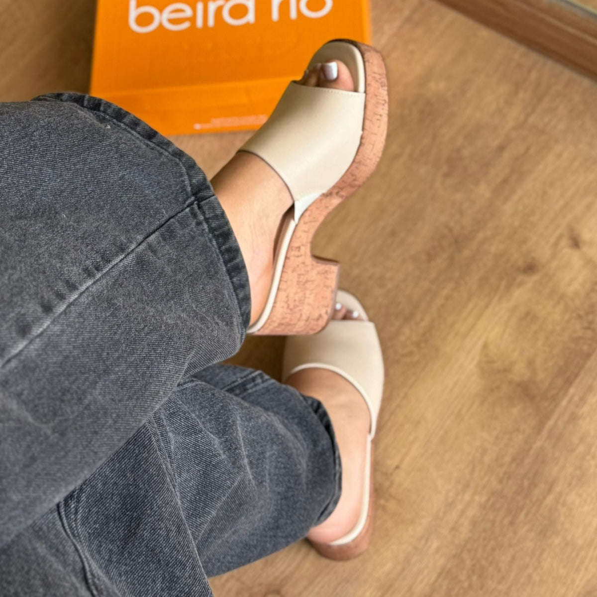 Sandália Beira Rio Salto Bloco Slide 8517.108