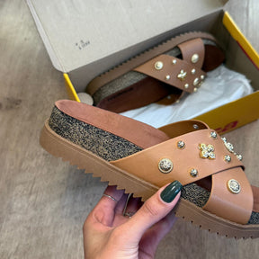 Sandália Papete Moleca em X Pedrarias 5500.112