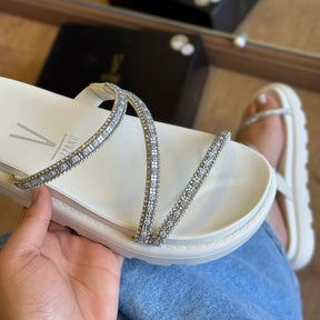 Sandália Vizzano Tiras Strass Prateado 6459.118