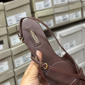 Sapatilha Arezzo Verniz Slingback Tiras Fivelas A132190004