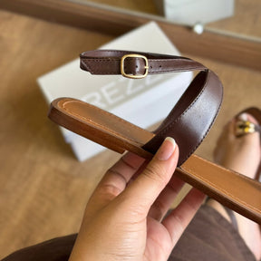 Sandália Arezzo Rasteira Couro Metal Bold A135690011