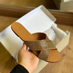 Rasteira Arezzo Minimal Cross Glam A101760103