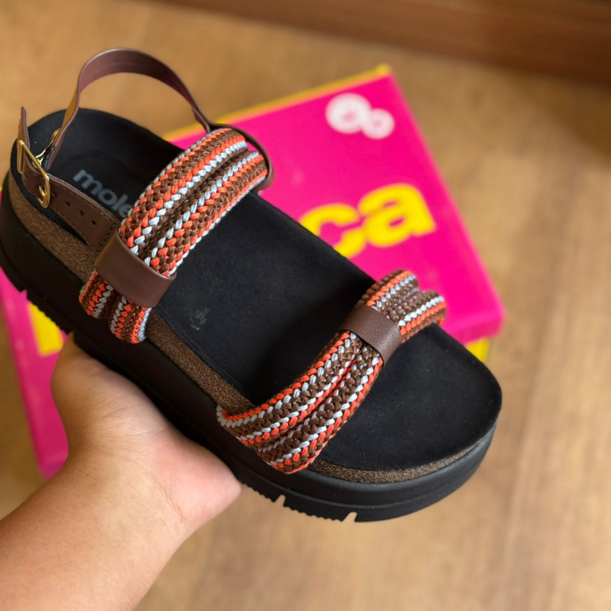 Sandália Moleca Tiras Grossas Flatform 5513.107