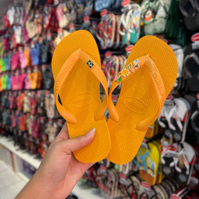 Havaianas Top + Pins Brasil, Tucano, Coqueiro, Aguá de Coco e Sol