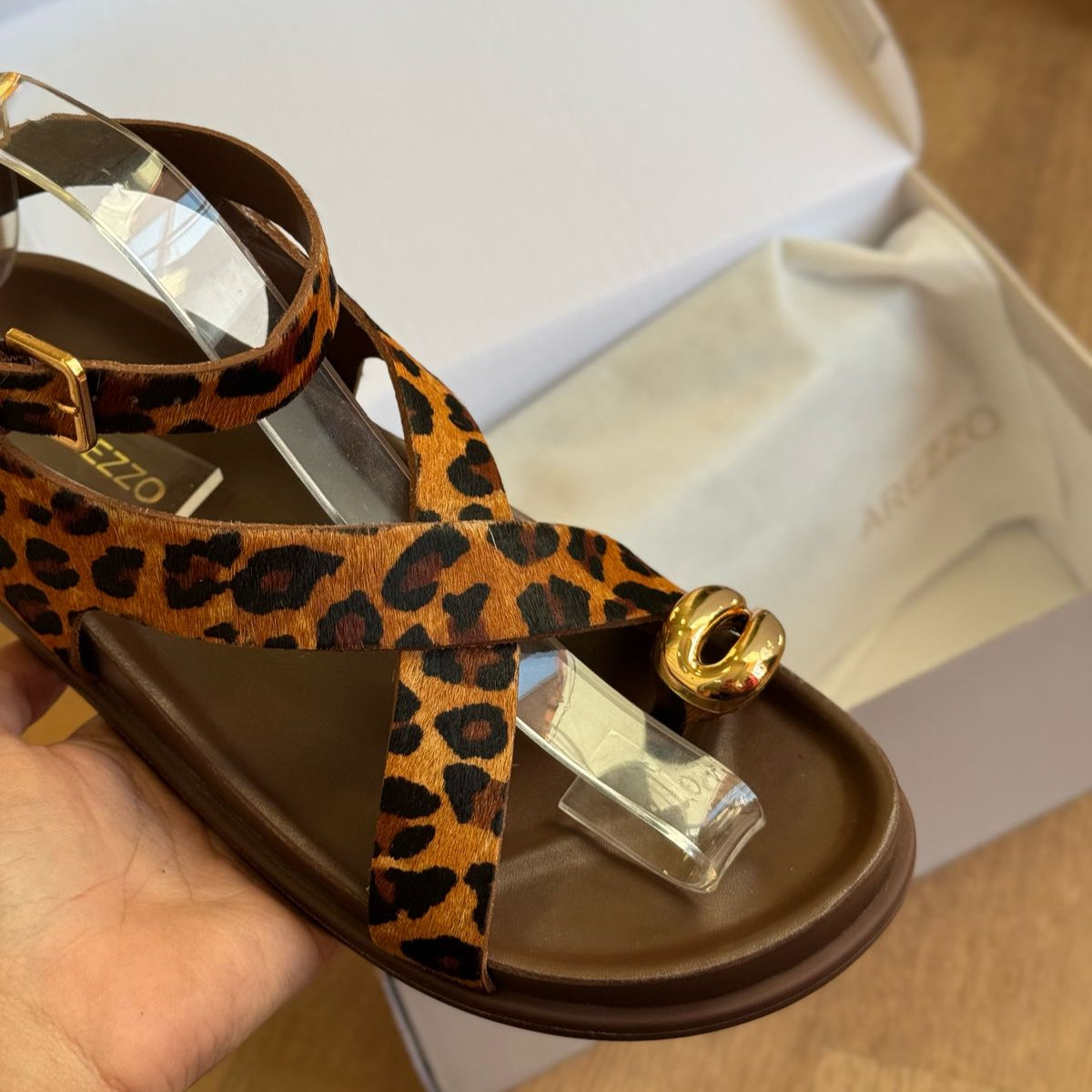 Sandália Arezzo Papete Animal Print A135550010