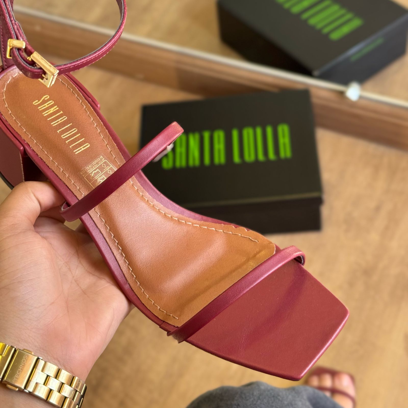 Sandália Santa Lolla Couro Confort Salto Bloco 045E.4F3C.033B