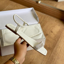 Sandália Arezzo Tiras Finas Slide Tiras Duplas Brilho A131320006