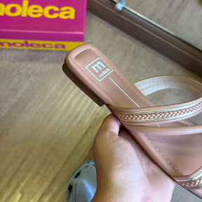 Sandália Moleca Rasteira Duas Tiras Brilhosas 5462.142