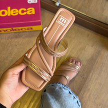 Sandália Moleca Rasteira Duas Tiras Brilhosas 5462.142
