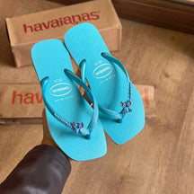 Havaianas Slim Square Glitter Neon + Pin Stitch