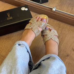 Sandália Rasteira Vizzano Cravejada 6371.1105