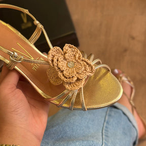 Sandália Flor Crochê em Palha Vizzano 6291.1493