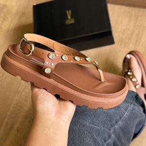 Sandália Vizzano Flatform Adornos Dourados 6510.125