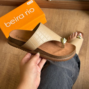 Sandália Couro Croco Detalhe Dourado Beira Rio 8524.110.30630