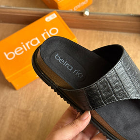 Sandália Couro Croco Detalhe Dourado Beira Rio 8524.110.30630