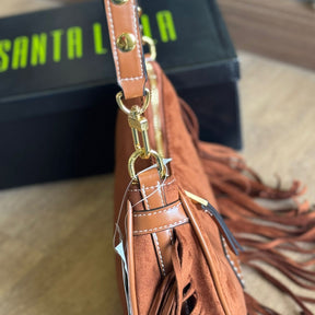 Bolsa Santa Lolla Hobo Camurça Franjas Alça de Ombro 0470.56F0.038E