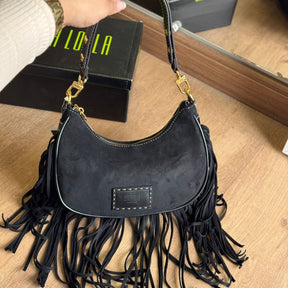 Bolsa Santa Lolla Hobo Camurça Franjas Alça de Ombro 0470.56F0.038E