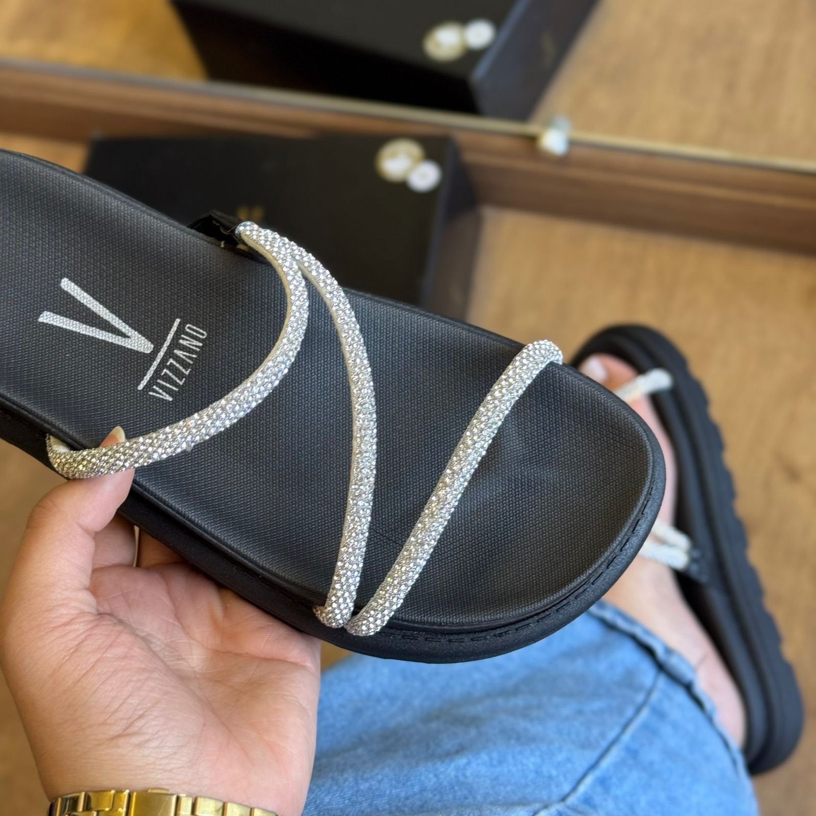 Sandália Vizzano Tiras Strass Prateado 6459.118