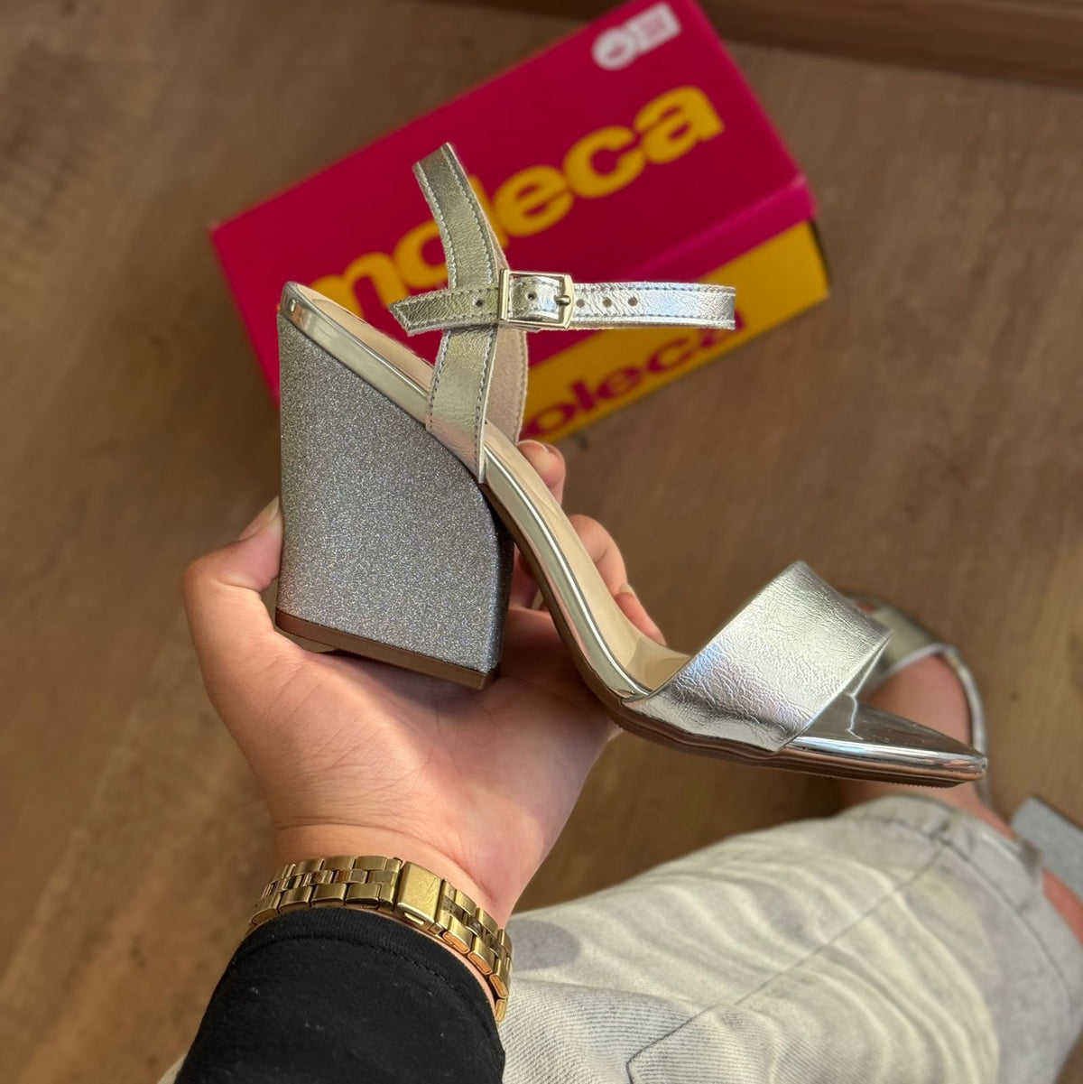 Sandália Moleca Glitter Metalizada 5222.968