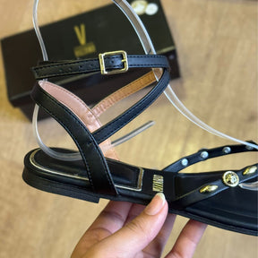 Sandália Vizzano Rasteira Detalhe Dourado nas Tiras 6528.108