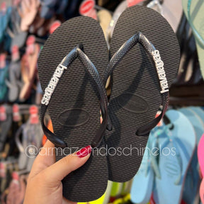 Havaianas Slim + Pingente Placa - (Preto)