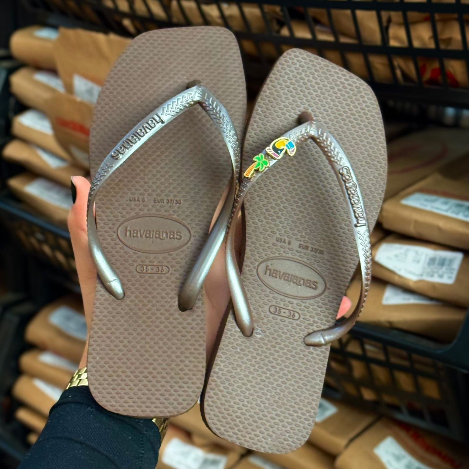 Havaianas Slim Square Logo Pop + Pin Tucano e Coqueiro