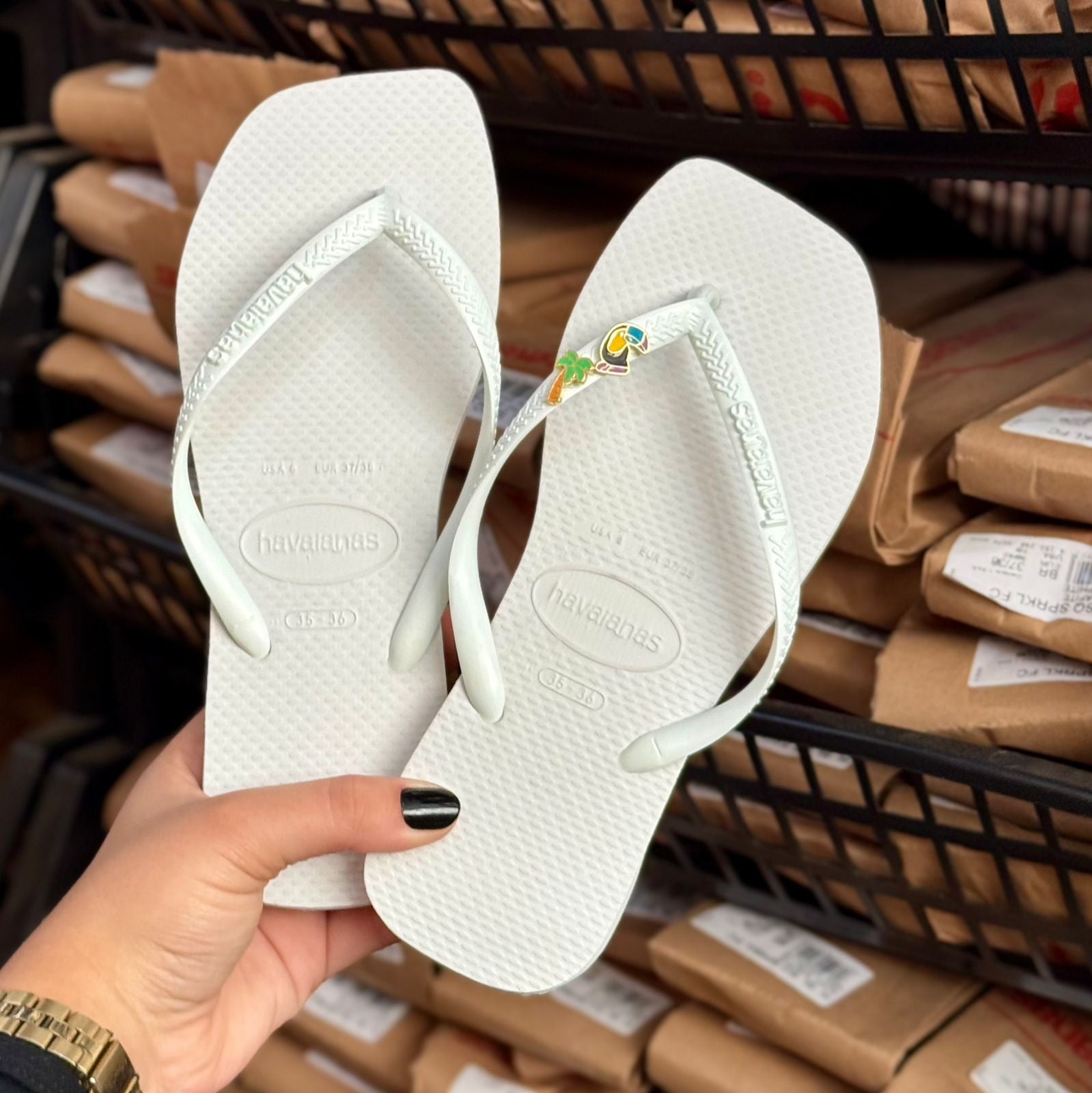 Havaianas Slim Square Logo Pop + Pin Tucano e Coqueiro
