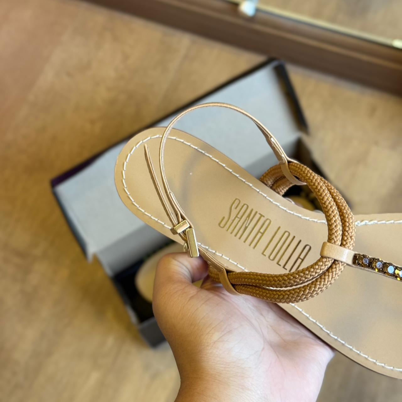 Rasteira Santa Lolla Salomé Cordão Pedraria 0550.4B03.02AE