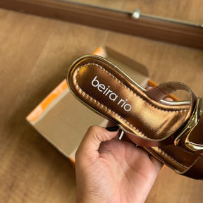 Sandália Beira Rio Salto Bloco Detalhe Circular Dourado 8379.257