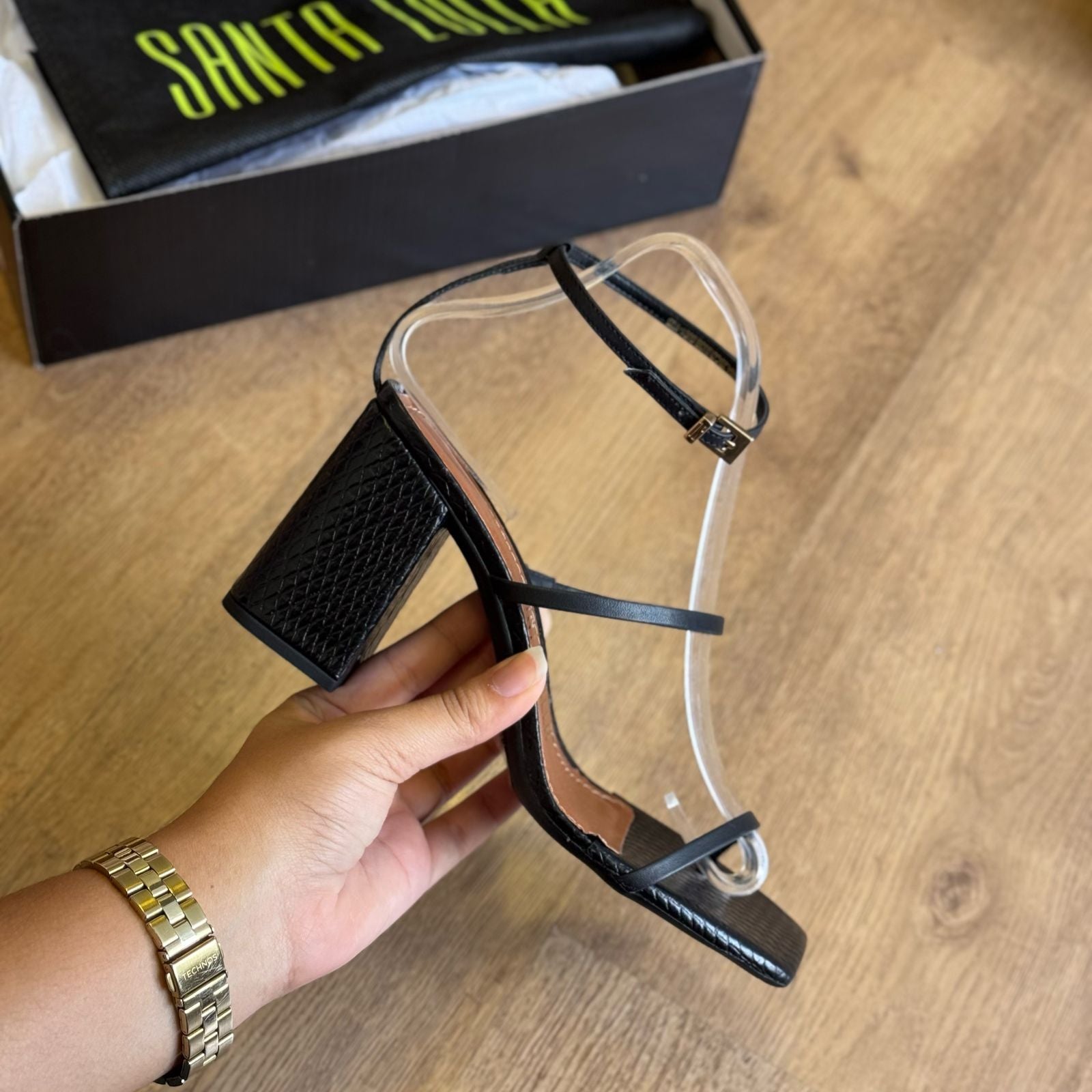 Sandália Santa Lolla Couro Confort Salto Bloco 046A.2BCD.033B