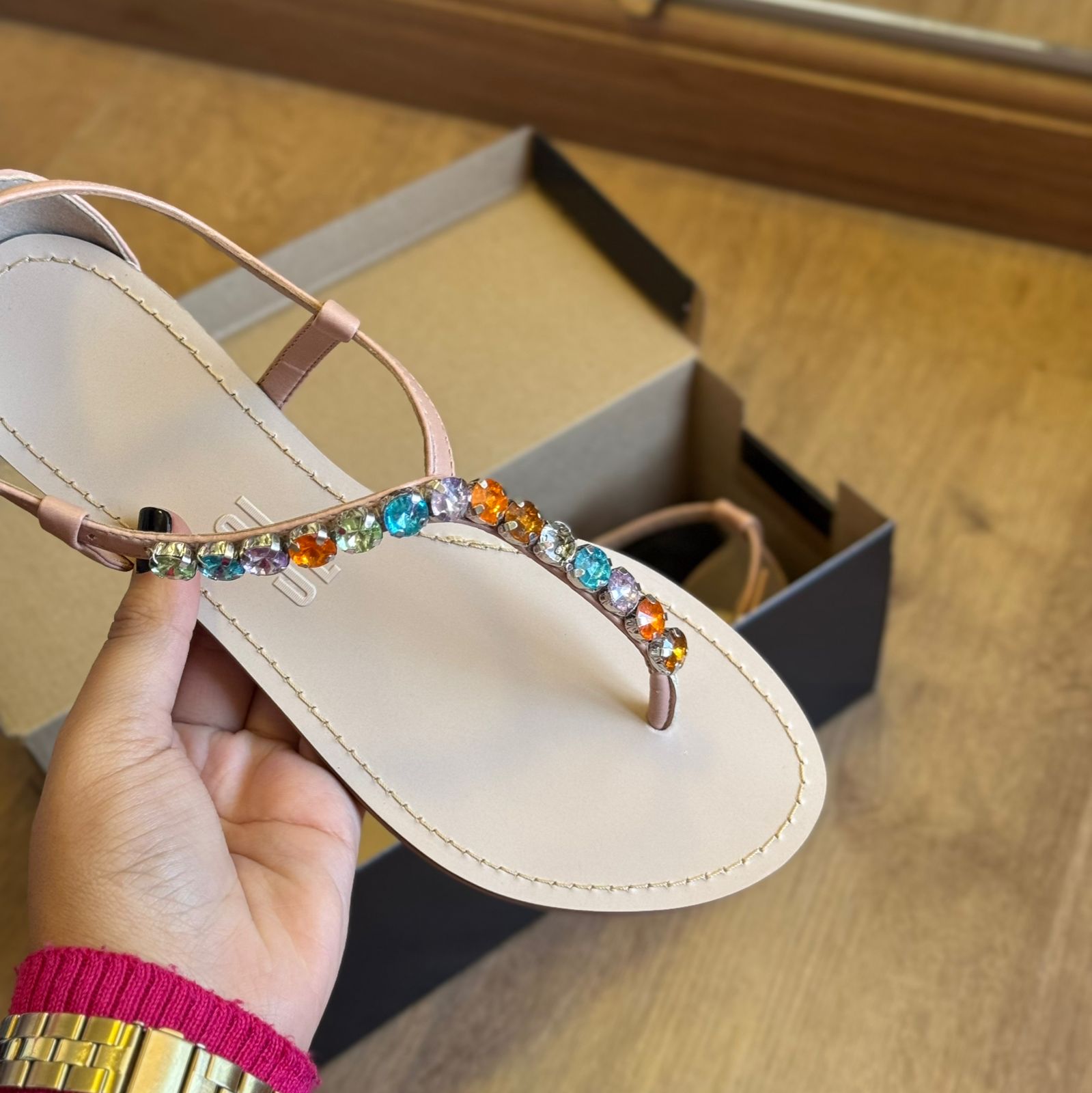 Rasteira Santa Lolla Napa Santorine Tiras Pedrarias 0550.345C.018A