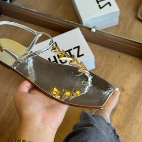 Sandália Schutz Rasteira Triangulos Dourados S224460001