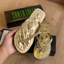 Sandália Santa Lolla Flip Flop Corrente Dourada 0106.0D67