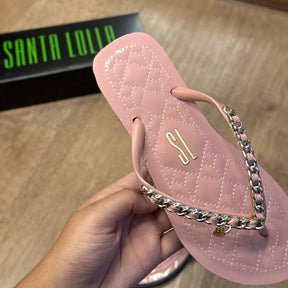 Sandália Santa Lolla Flip Flop Corrente Dourada 0106.0D67