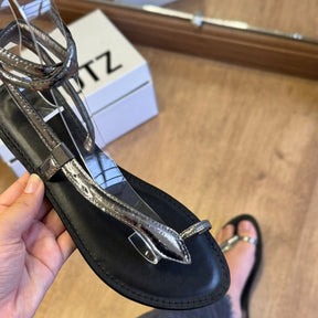 Sandália Schutz Rasteira Metalizada S042370334